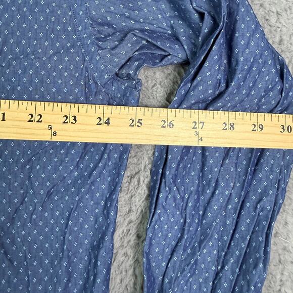 Maceoo Shirt Mens 2XL 6 Blue Button Up Long Sleeve 100% Linen Jacquard Geometric - Picture 7 of 10